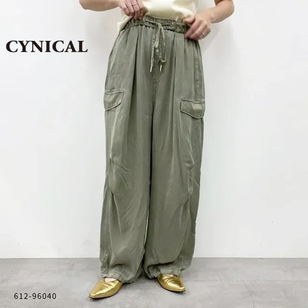 Rakuten - CYNICAL ( シニカル ) 【 612-96040 】キュプラレーヨンサテンカーゴイージーパンツ カーゴパンツ レディース 40代 50代 キュプラ サテン イージーパンツ 落ち感 体型カバー 上品 大人 カジュアルレディース