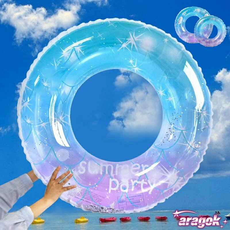 【商品番号】y750103 【キラキラ輝く星空柄｜視線を集める存在感】 透明PVCの中にたっぷりと散りばめられた星型グリッターとラメのかけらが太陽光を反射し、幻想的にきらめくデザイン。まるで星空を抱きしめたかのような美しさで、プールでも海で...