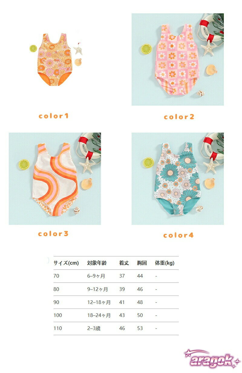 【全品5%ポイント】ベビー 水着 花柄 ラッシュガード スクール水着 女の子 小学生 ...