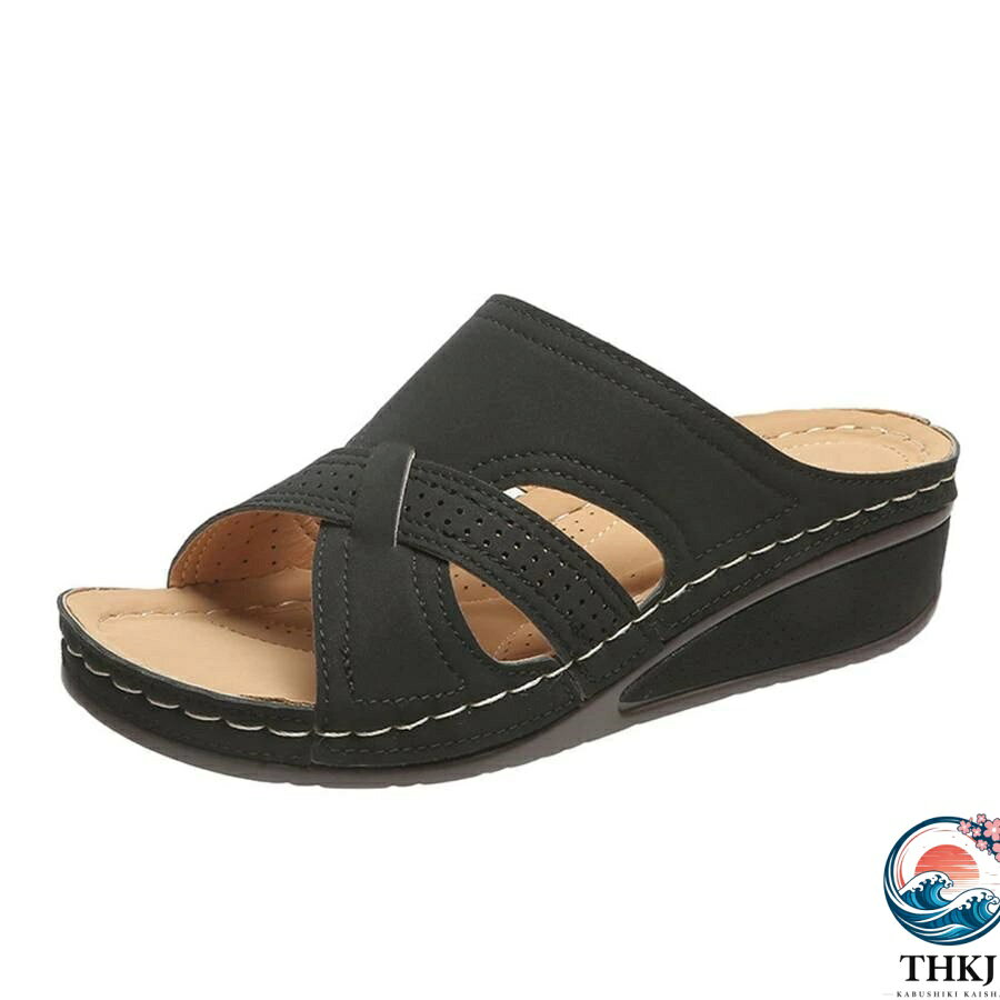 【全品2点で5%OFF】アーチサ ポートサ ンダル扁 平足のか かとの痛 みのため の女性の THKJ 柔らかい 整形外科 用スリッ パオープ ントゥ通 気性ウェ