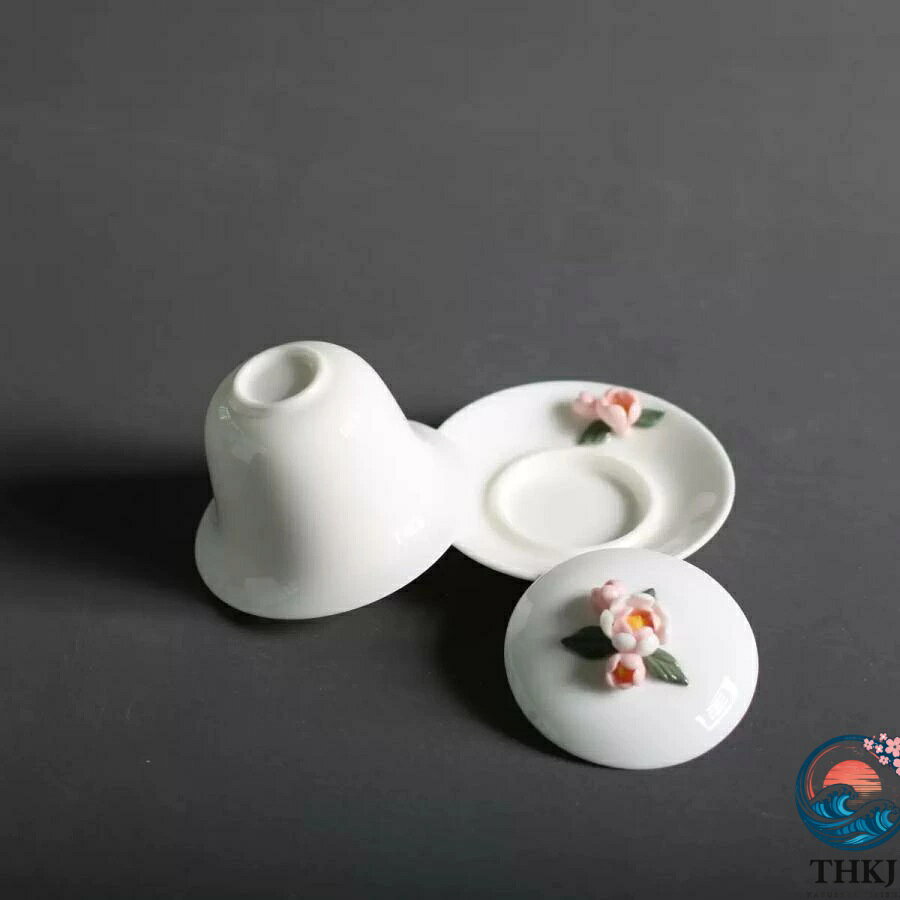 aragokの【全品5%ポイント】中国伝統蓋碗 陶器 かわいい花柄 女性大人気 烏龍茶 中国茶葉 ウーロン茶 台湾茶 人気 おすすめ 使いやすい 人気 おすすめ 売れ筋｜アングル3
