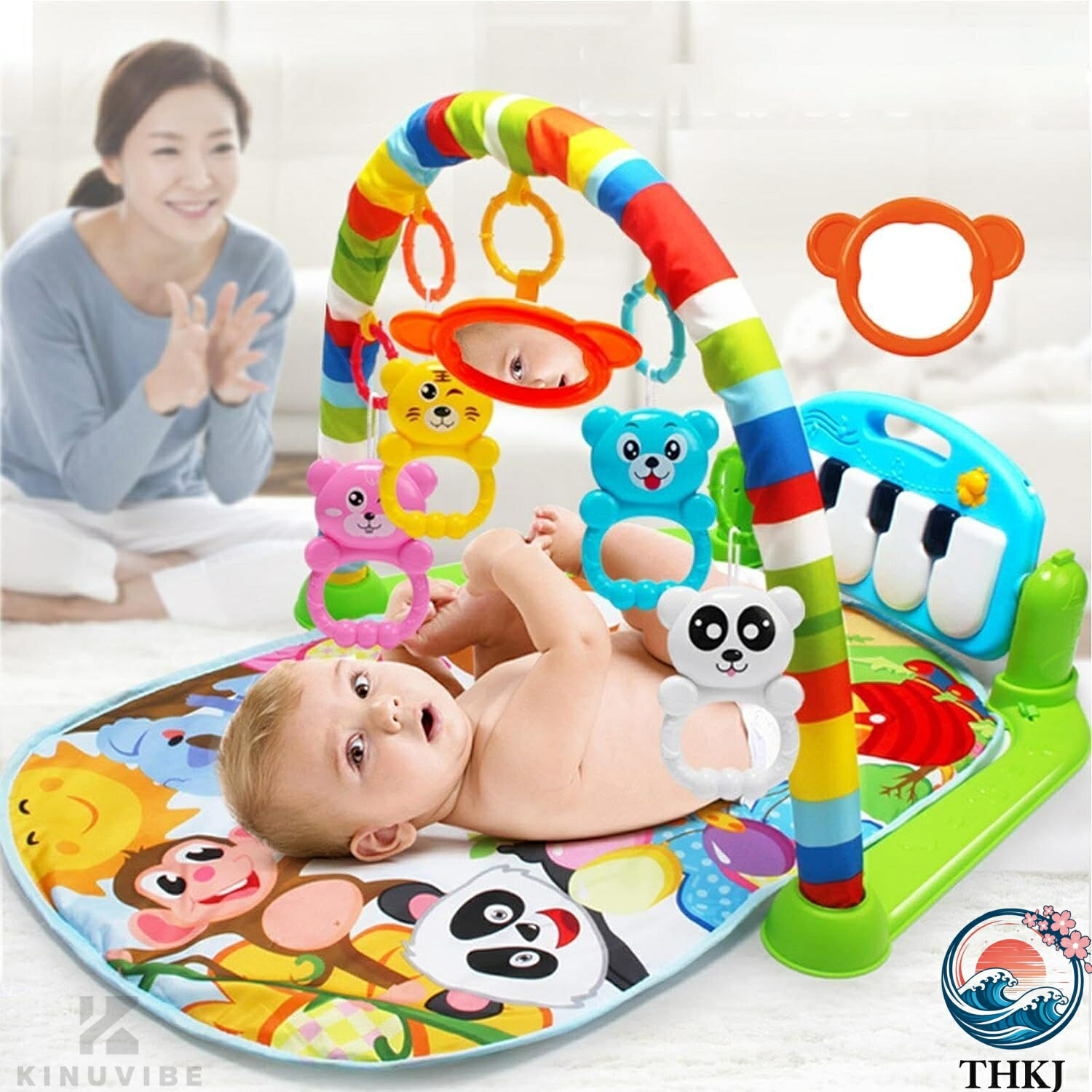 【全品2点で5%OFF】出産準 知育玩具 室内遊具 ベビー 赤ちゃん THKJ ベビーおもちゃ マット新生児 プレイ ジム プレイジム プレイマット 知育 学習 プレゼント 2