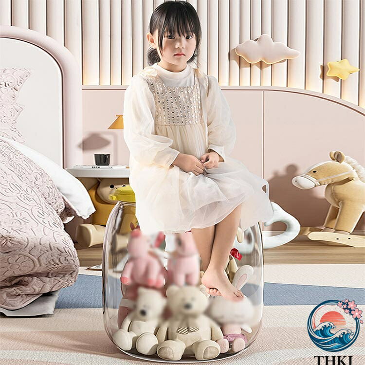 【全品5%ポイント】収納ボックス 省スペース 踏み台 蓋付き 椅子 収納 踏み台昇降 収納スツール 透明 スツールボックス おもちゃ箱 長柱 子ども部屋 [2]