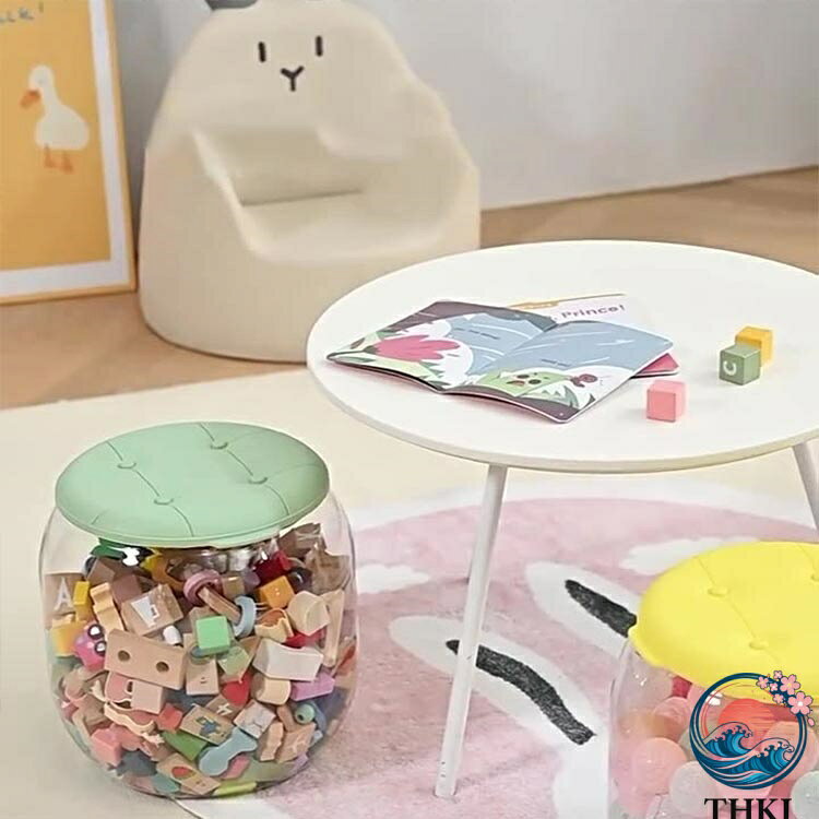 【全品5%ポイント】収納ボックス 省スペース 踏み台 蓋付き 椅子 収納 踏み台昇降 収納スツール 透明 スツールボックス おもちゃ箱 長柱 子ども部屋 [3]