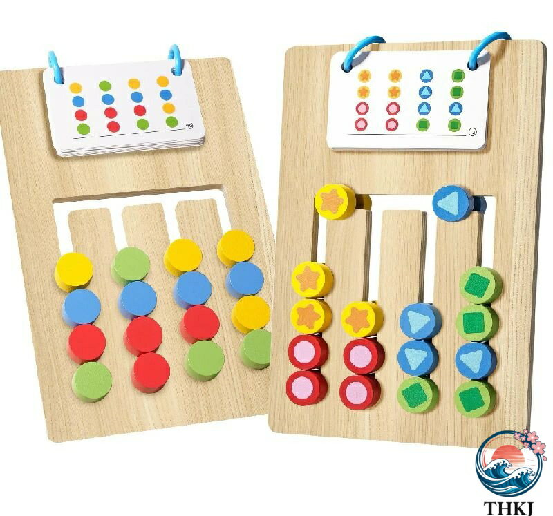 【全品2点で5%OFF】女の子 プレゼント 木製 幼児 5歳 指先トレーニング モンテッソーリ 形合わせ THKJ 男の子 4歳 知育玩具 両面パズル 色合わせ 誕生日