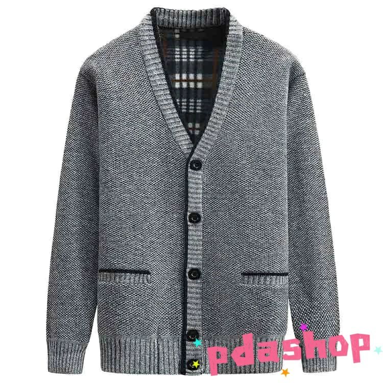 【全品5%ポイント】暖かい ビジネス 冬 父 80代 高齢者 カーディガン 防寒 60代 祖父 秋 アウター vネック 厚手 羽織り カーデ ポケット付き 50代 メンズ aragok-10013569 aragok サンプル画像2
