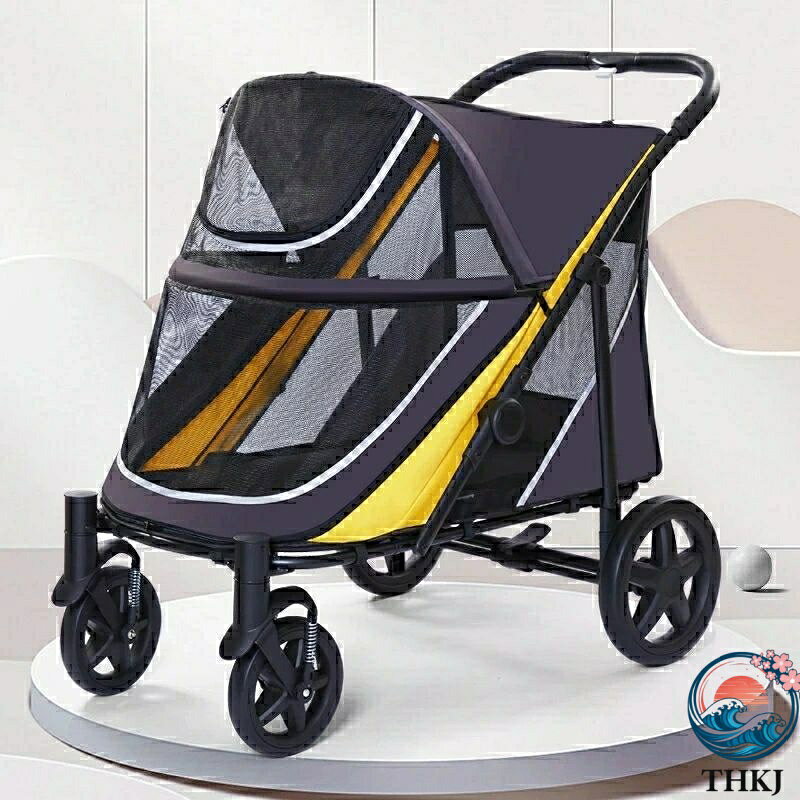Nursing Cart - 【全品2点で5%OFF】ペットカート 大型犬 カート 犬用ベビーカー 多頭用 折り畳み 犬 THKJ バギー 折りたたみ 老犬 ワンタッチ式 4輪 ペット 組立簡単 介