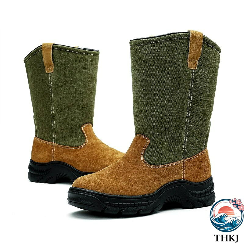 【全品2点で5%OFF】メンズ スノーブーツ 大きいサイズ グリーン 長靴 シューズ 冬 THKJ 暖かい 防滑 滑り止め ブーツ 綿靴 防寒 コンバットブーツ カジュアル