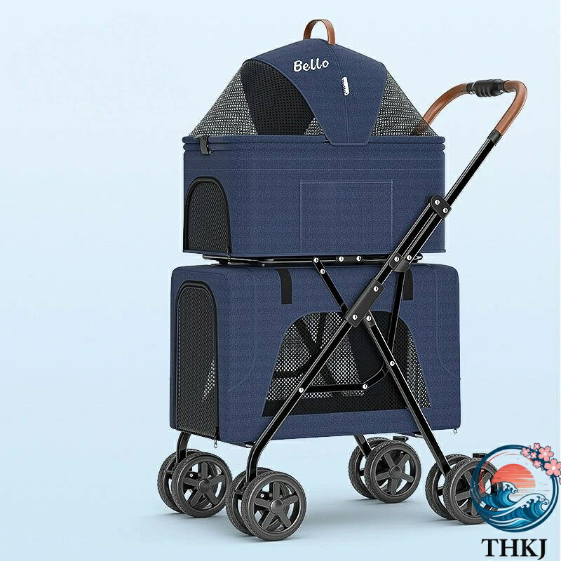 aragokの【全品5%ポイント】ペットカート ペットバギー 多頭 四輪 上下二段式 3WAY 分離式 折りたたみ 猫 犬兼用 ペットキャリー 小型犬 中型犬 犬カ 快適ケア｜アングル3