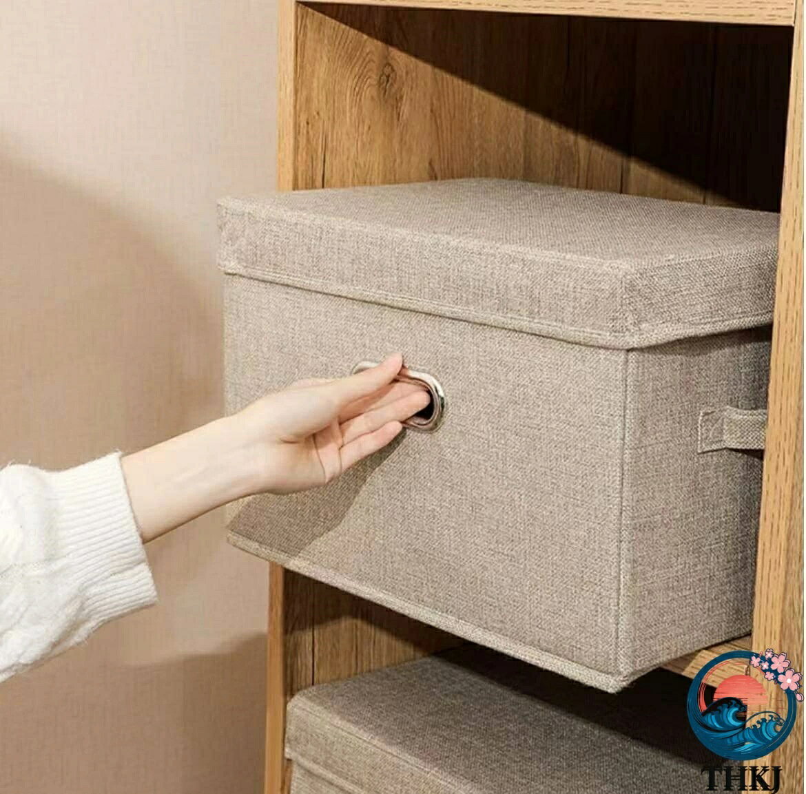 【全品5%ポイント】大型収納ボックス ふた付き 折り畳み収納ケース 大容量 布芸収納ケース 洗える 不織布+無臭綿麻 防塵 防湿 取っ手付き 整理箱 衣類 お [2]