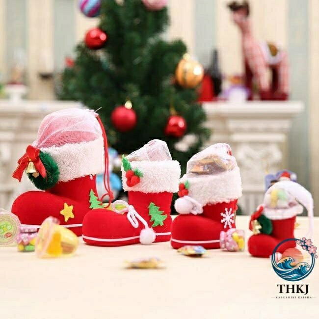 【全品2点で5%OFF】クリスマスストッキング 置き物 クリスマス 装飾 デコレーション THKJ キャンディーボックス お菓子入れ 小物入れ お菓子収納 省スペース