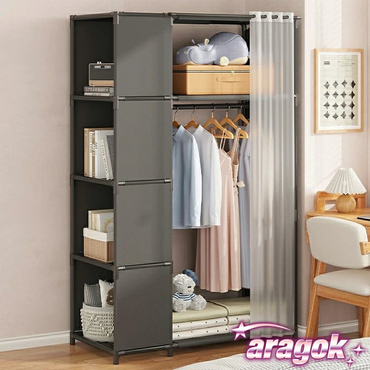 2024年新モデル衣類収納ラック ワードローブ カバー付き大容量 クローゼット 収納洋服ダンス ハンガー..