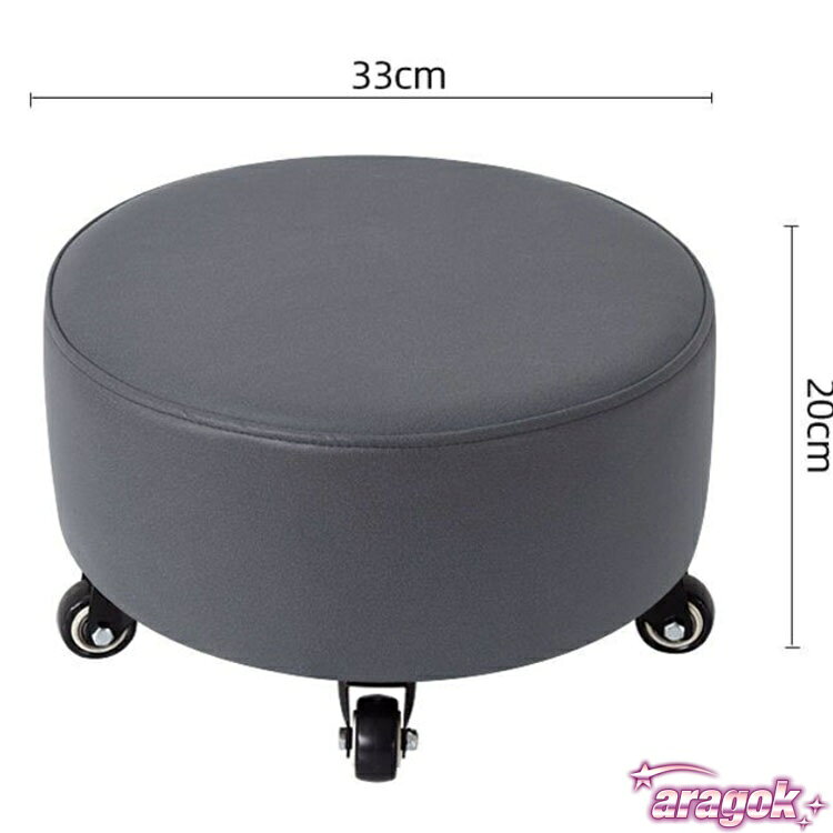 【全品2点で5%OFF】ロースツール キャスター付き 丸椅子 スツール PU革 防水 5輪 フットスツール キッズ ネイル サロン 子供用 背もたれなし ローラーシート 丸|季節の対策に活躍 [2]