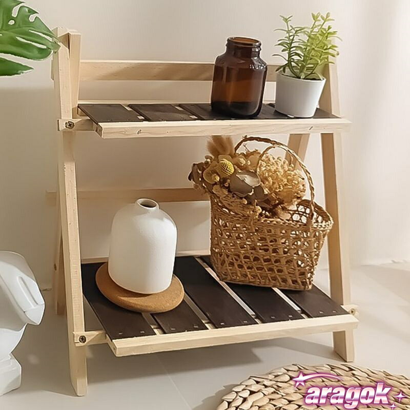 樂天商城 - 【全品2点で5%OFF】木製 フラワースタンド フラワーラック 折り畳み 花台 植物棚 THKJ 2段 多肉植物 ディスプレイラック 置物フレーム ベランダ 園芸ラック