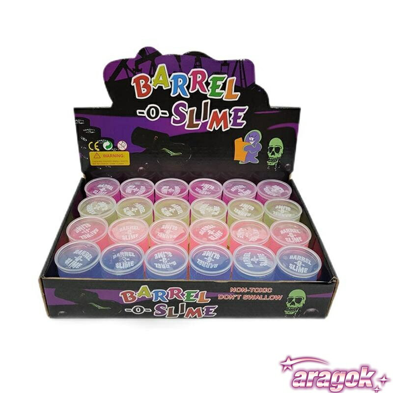 【全品2点で5%OFF】カラー スライム パーティ セット】ドラム缶 伸ばしたり 【4色 24個 握ったり 叩いたり トロッとした感触 / 独特の 色合い 懐かしい 玩具｜日常で使いやすい