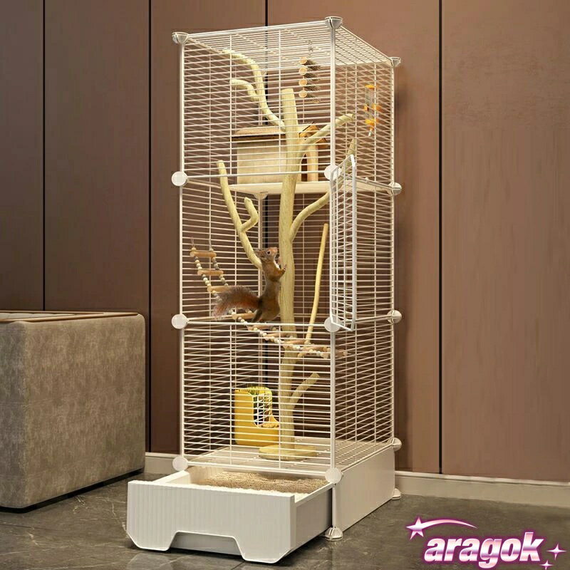 【全品2点で5%OFF】リスケージ 大型、引き出し トレイ フクロモモンガ シマリス デグー 3段 37*37*125c..