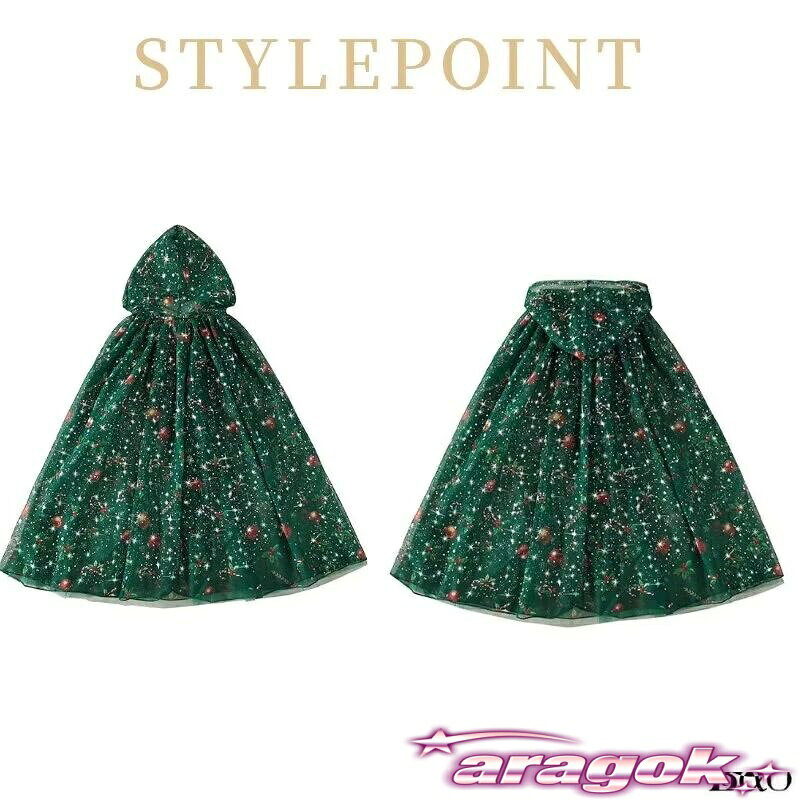 aragokの【全品5%ポイント】キッズ クリスマス マント プリンセス リボン結び 帽子付き コスプレ衣装 なりきり お姫様 サンタ 衣装 プレゼント 子供ドレス 子供服｜アングル2