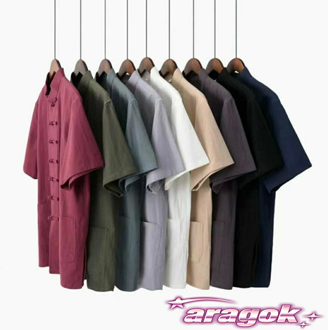 メンズ トップス カーディガン 武術服 唐装漢服 太極拳服 半袖 チャイナコート チャイナボタン 無地 薄手 シャツ 綿麻 ポケット付き 中国風 男性用 太極拳...