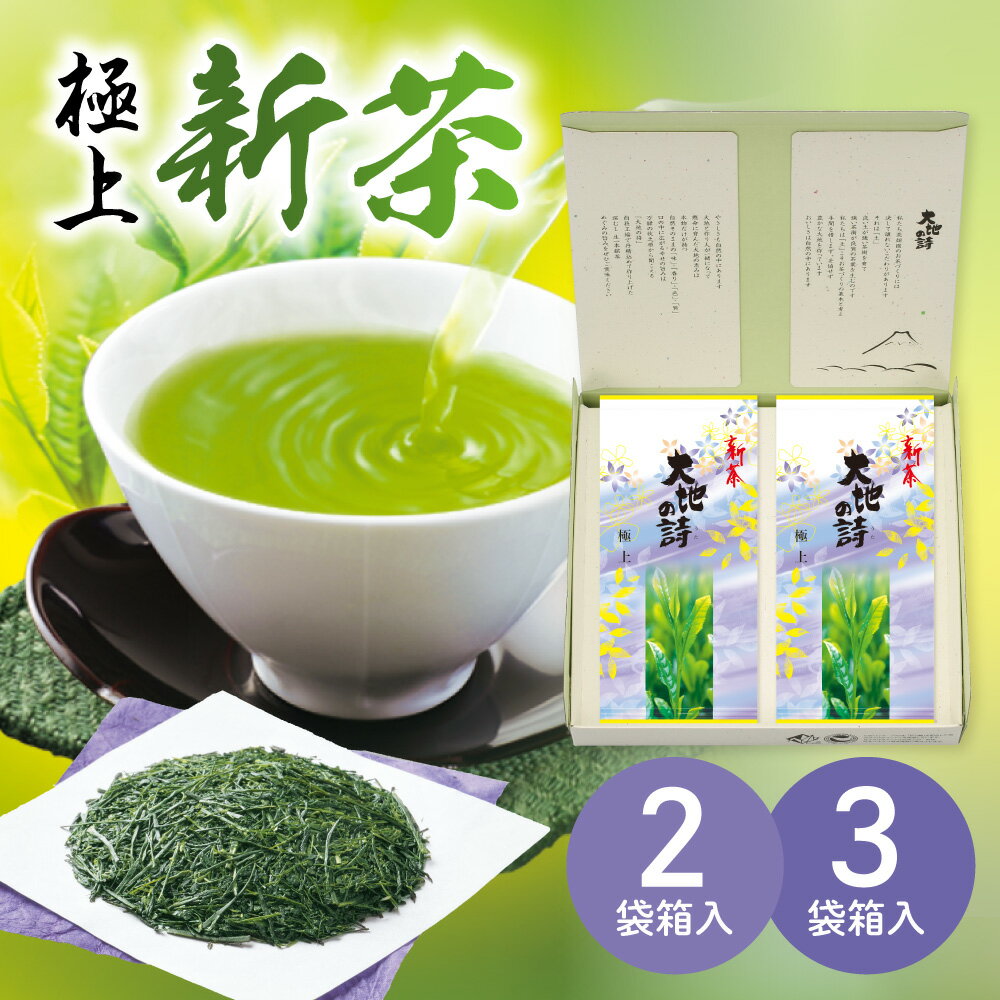 静岡茶 新茶 2024年度産 ギフト箱入 極上新茶 極上 （2袋／3袋） 送料無料 お茶 日本茶 荒畑園 静岡県 牧之原産 静岡茶産 緑茶 ギフト 詰め合わせ　セット　熨斗 ドリンク ギフト 新茶ギフト 新茶 静岡新茶