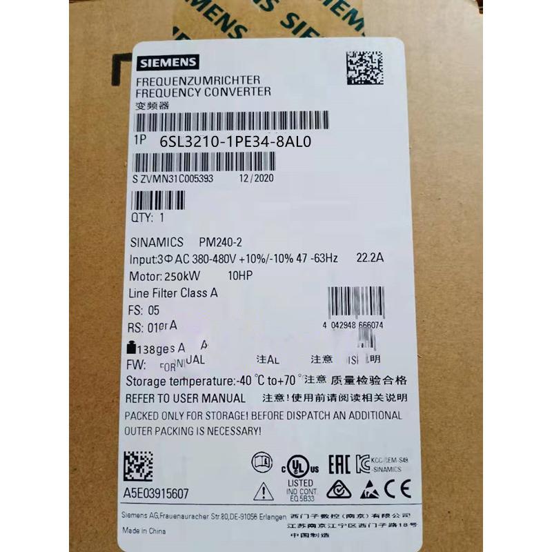 新品◆SIEMENS シーメンス インバータ 6SL3210-1PE34-8AL0 PM240-2 480V 250kW◆6ヶ月保