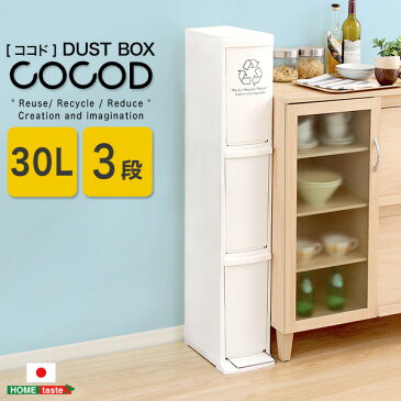 【送料無料】縦型分別ダストボックス【Cocod-ココド-】(3段　スリム　省スペース　フタ付き　フットペダル　ゴミ箱　30L)【北海道・沖縄・離島配送不可】