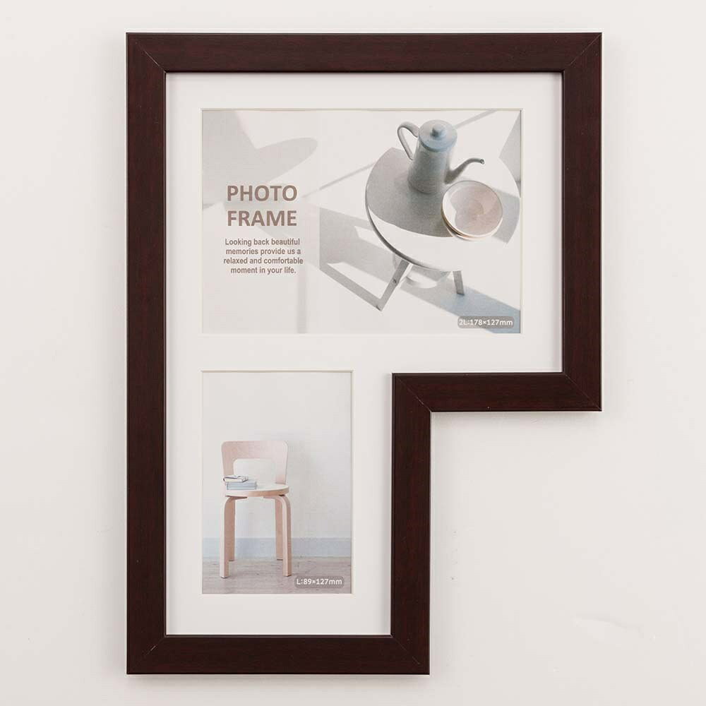 ナカバヤシ 多窓額／L型115／2窓／ブラウン F-SP-115-BR