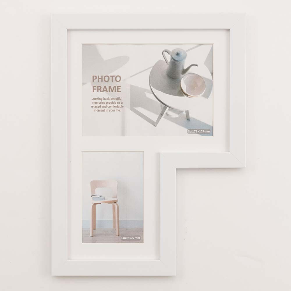 ナカバヤシ 多窓額／L型115／2窓／ホワイト F-SP-115-W