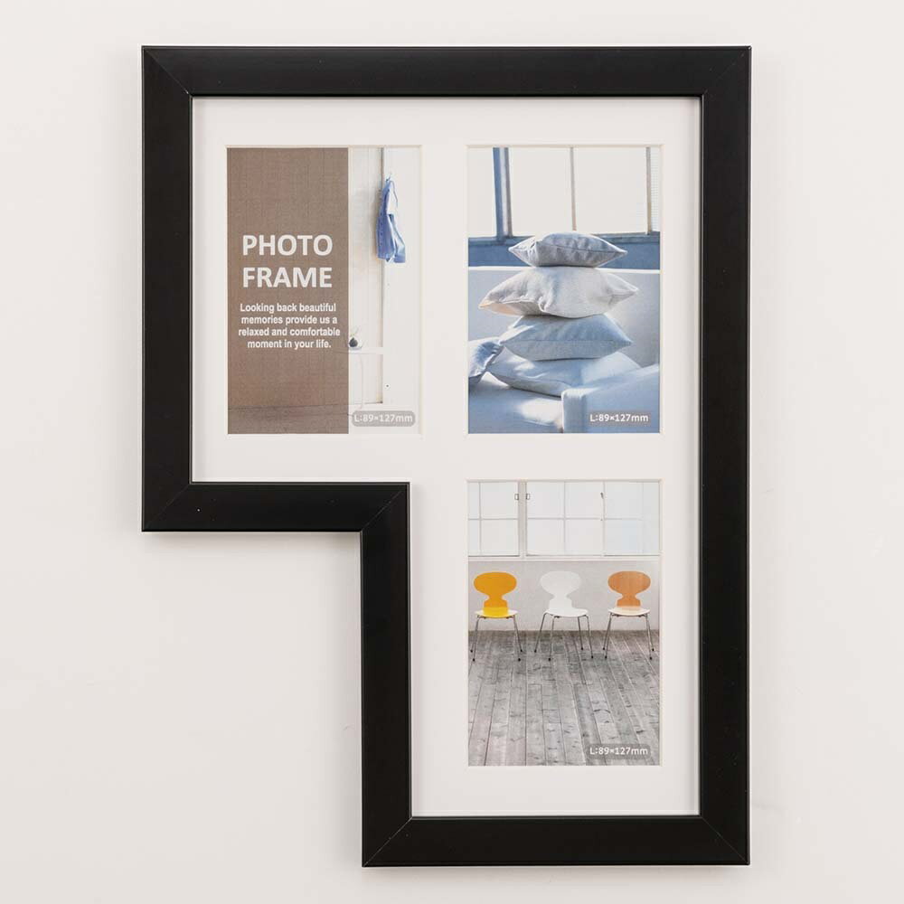 ナカバヤシ 多窓額／L型116／3窓／ブラック F-SP-116-D