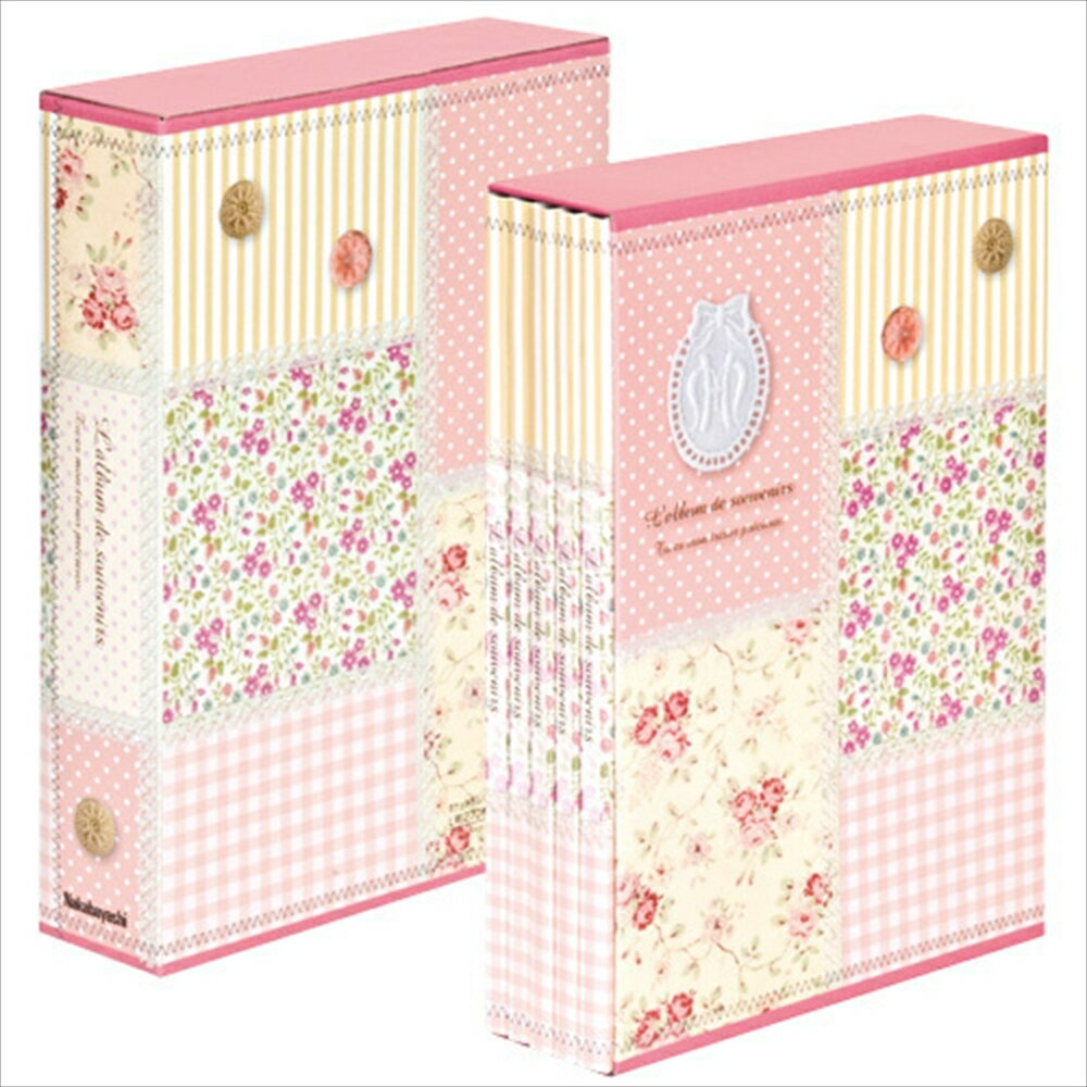 樂天商城 - ナカバヤシ 5冊組ポケットアルバム（L判270枚収納）／パッチワーク／ピンク 5PL-270-31-P