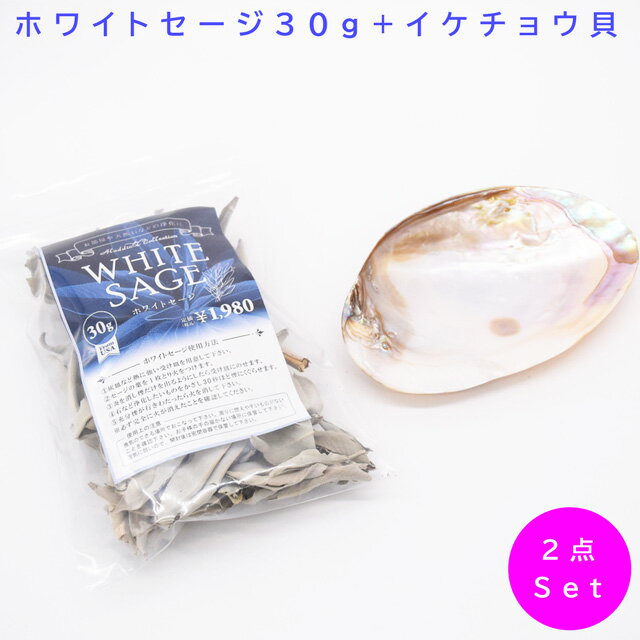 【お買い得セット】ホワイトセージ30gイケチョウ貝パールシェル天然真珠貝殻浄化スマッジング香皿瞑想パワーストーン風水ヒーリングセット