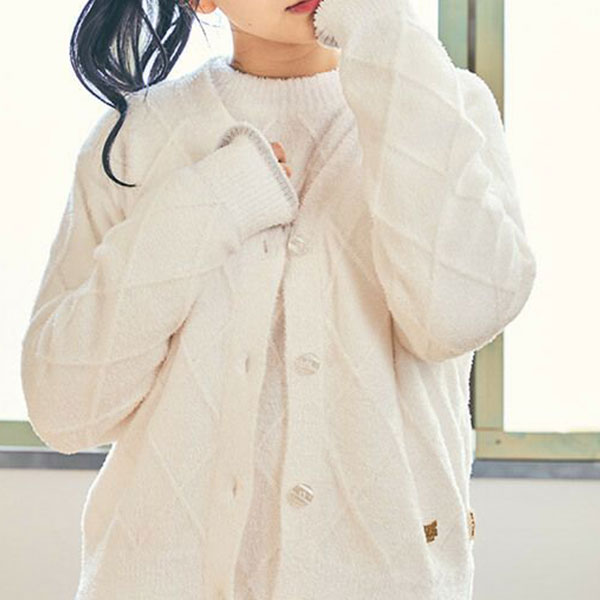 【PAUL&JOE PARIS room wear】アーガイル柄 フェザーヤーンカーディガン レディース 春 夏 秋 オールシーズン 綿 ギフト ガールズ 長袖...