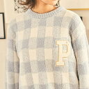 【PAUL&JOE PARIS room wear】ブロックチェック モールヤーン クルーネックプルオーバー ※トップスのみ 秋 冬 ギフト ガールズ 長袖 か...