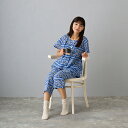 【ELLE/エル】 80リップルプリント レディス 夏用 パジャマ (8分ズボン/ルームウェア / 上下セット/ 前開き / 半袖 / 夏 / ベーシック /シ...