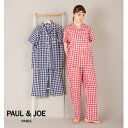 ポール & ジョー ルームウェア レディース 【ポイント5倍 クーポン発行】【PAUL&JOE PARIS room wear】ポールアンドジョー ルームウェア ギンガムチェック ふんわりさらっと ショートスリーブ前開きセットアップ ギフト 上下 猫