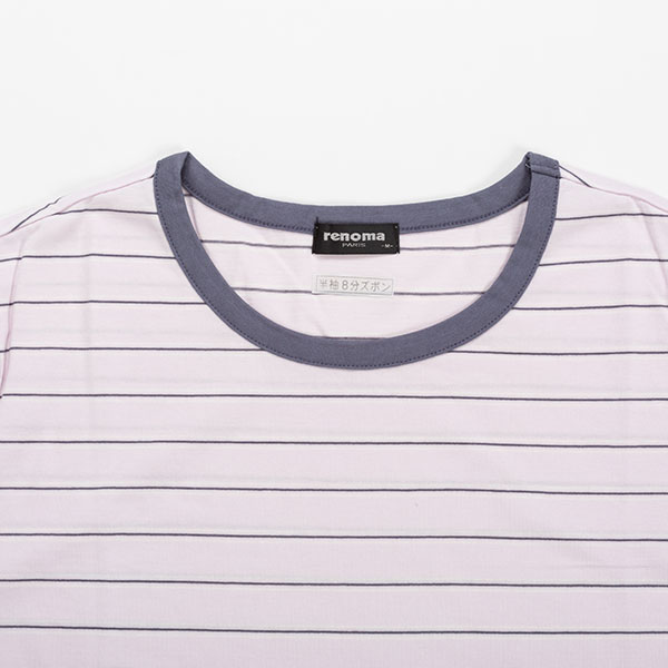 パジャマ ルームウェア Tシャツ 半袖 上下 上下セット セットアップ 8分丈 レディース 女性 婦人 シニア 高齢者 60代 70代 80代 大人 大人っぽい 大人可愛い 夏 夏用 春夏 夏用綿 夏用薄手 夏用かわいい 綿100 綿100% 可愛い かわいい 可愛いルームウェア おしゃれ 入院 arakawa-10004555 アムールパジャマ公式オンライン サンプル画像2