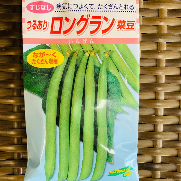 ロングラン つるありすじなしインゲン 菜豆 50ミリリットル 約70粒 病気に強く多収 播種から約60日後収穫4〜5月、7/下〜8/末まき