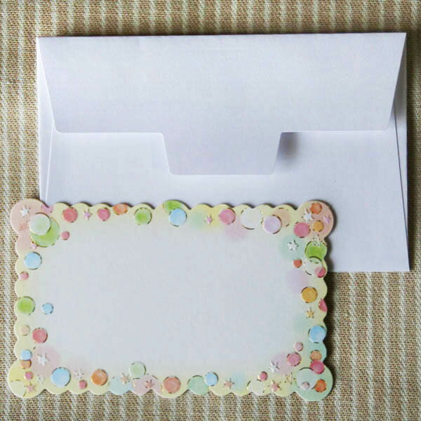 ミニメッセージカード〜キラキラビスケットカット「カラフルシャボン玉」【名刺型・封筒つき】【グリーティングカード・ギフトカード・メッセージカード・greeting...