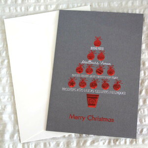 クリスマスカード「BUONE FESTE」（イタリア製シンプルクールなツリーのカード)【グリーティングカード・ギフトカード・メッセージカード・greeting card message】【メール便可】