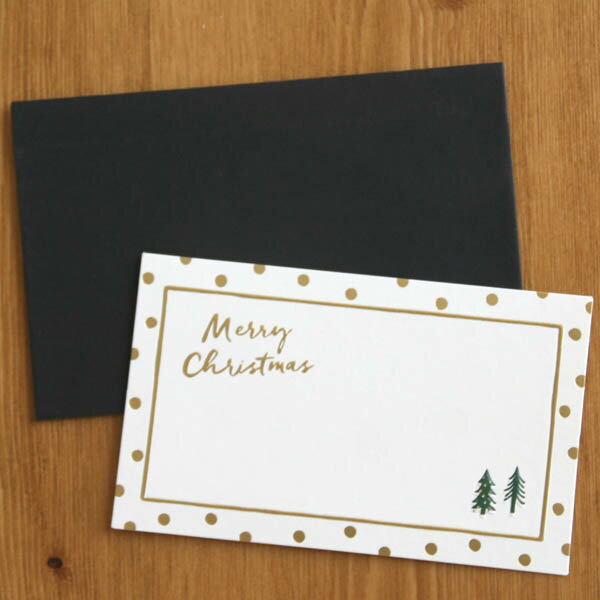 名刺型ミニクリスマスカード「シンプル ゴールドの水玉ともみの木」【封筒つき】【ネコポス可】【グリーティングカード・ギフトカード・メッセージカード・greetin...
