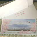 日本の風景のクリスマスカード『日本を旅する小さなサンタ〜富士山と新幹線と桜』【グリーティングカード・ギフトカード・メッセージカード・greeting card ...