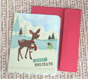 クリスマスカード「マフラーを巻いたシカ」 【グリーティングカード・ギフトカード・メッセージカード・greeting card message】【ネコポス可】