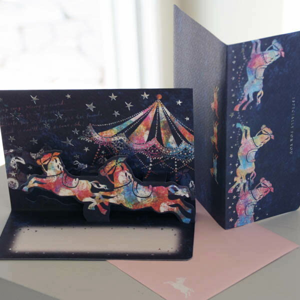 多目的立体カード ESPECIALLY FOR YOU 「星降る夜の虹色メリーゴーラウンド」ポップアップカード【グリーティングカード・ギフトカード・メッセージカ...