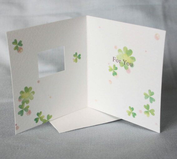 窓枠付きクローバーのミニカード(For You) 【グリーティングカード・ギフトカード・メッセージカード・招待状・お祝い状・お礼状・greeting card ...
