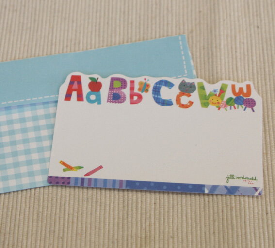 ミニメッセージカード「アルファベットとクレヨン」【名刺型・封筒つき】【グリーティングカード・ギフトカード・メッセージカード・greeting card mess...