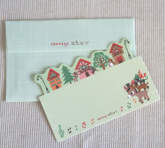 ミニメッセージカード「ブレーメンの音楽隊」【名刺型・封筒つき】【グリーティングカード・ギフトカード・メッセージカード・greeting card message...