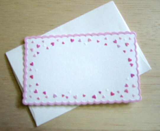 ミニメッセージカード「ピンクのハートがいっぱい」【名刺型・封筒つき】【グリーティングカード・ギフトカード・メッセージカード・greeting card message】【ネコポス可】