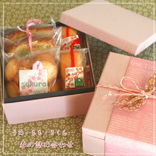 【送料込・春限定】梅・桃・桜「春の詰め合わせ」さくらのクッキー、やまもものパウンドケーキ、梅干のバターケーキ　3種類の焼き菓子5個入りギフトのサムネイル