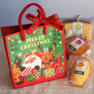 「クリスマス！ミニペーパーバッグ」和歌山産フルーツを焼き込んだ焼き菓子クリスマスプチギフト（マドレーヌとパウンドケーキとアーモンドカップケーキ）