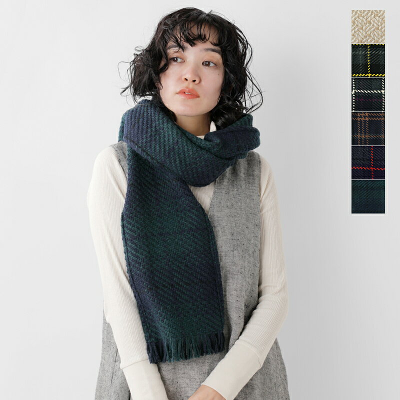 【☆】【2023aw新作】john branigan ジョンブラニガン aranciato別注 チェックニットマフラー bscarf-mn レディースのサムネイル