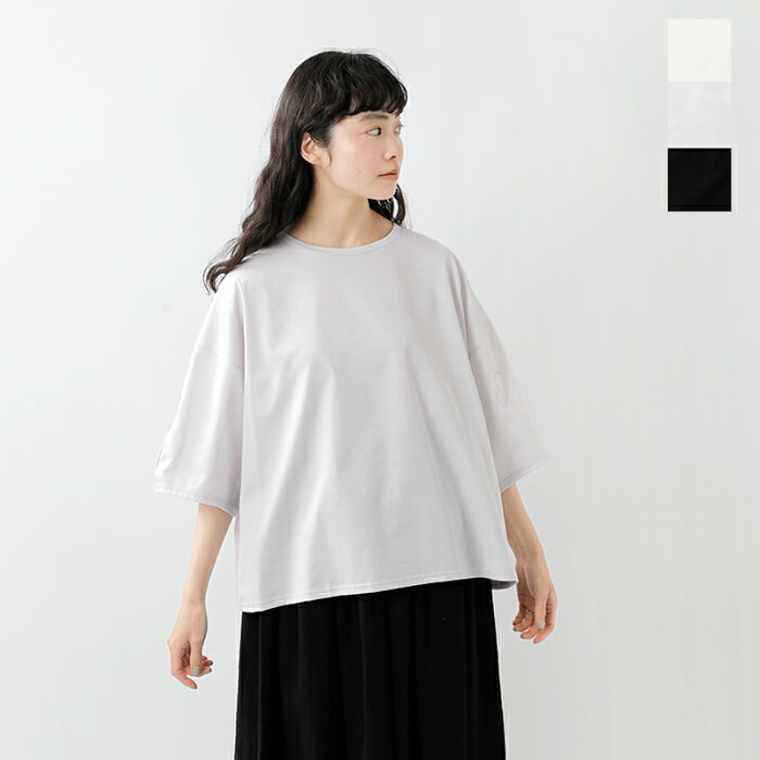 【2022aw新作】ROBE de PEAU ローブデポー コットン クルーネック ハーフスリーブ Tシャツ r089-kk レディース